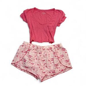 Victoria's Secret pink pajama set pink top low rise shorts XS bottoms size small